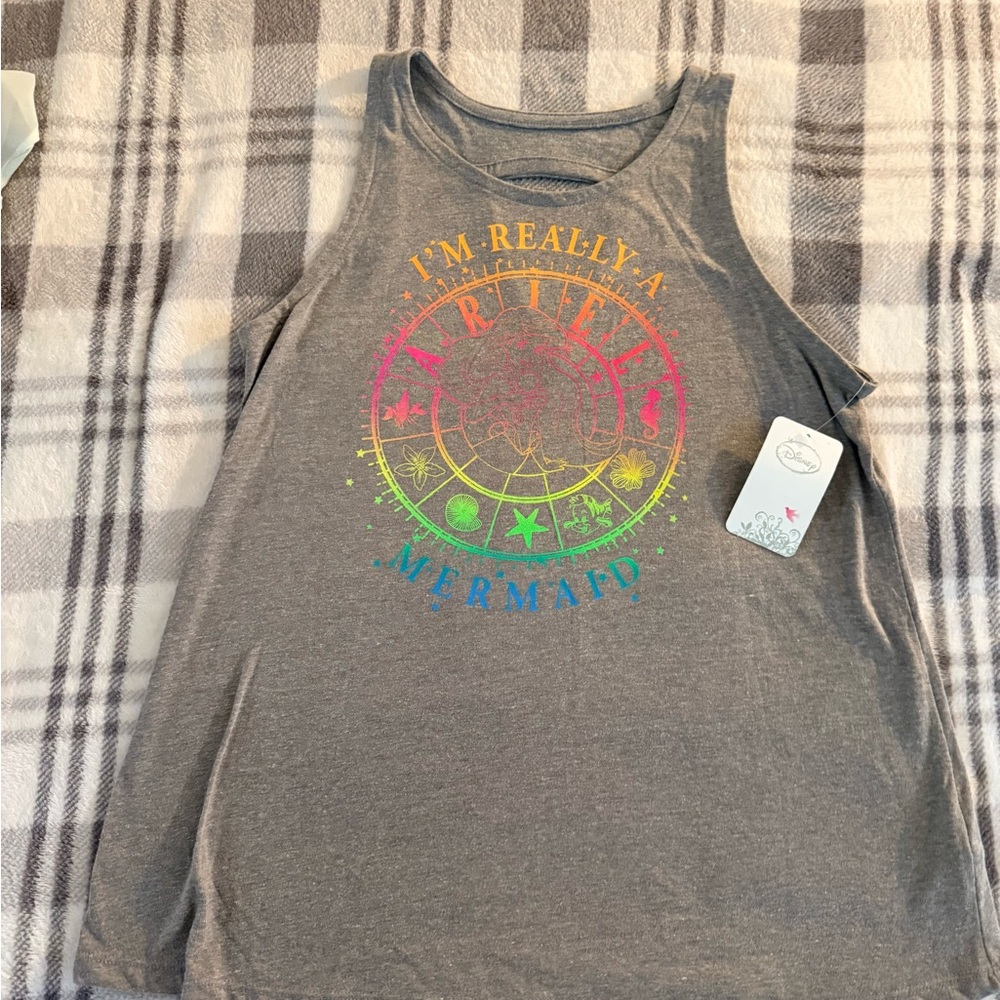 Gray Tank Top with Rainbow 'I'm Really a Mermaid' Graphic sticker size M